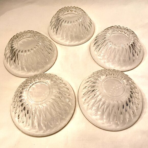 5 Dessert Ice Cream Bowl Clear Glass Gold Rim 4 1/2 x 1 3/4 deep by REFINE Boxed - Picture 4 of 7